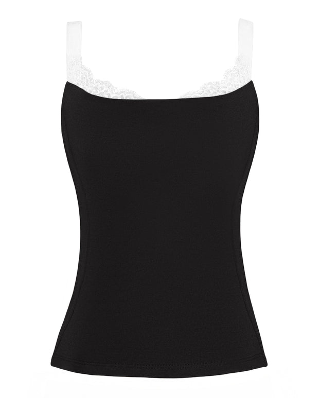 Outline image of Shapey Cami Bra - Black/Lace White