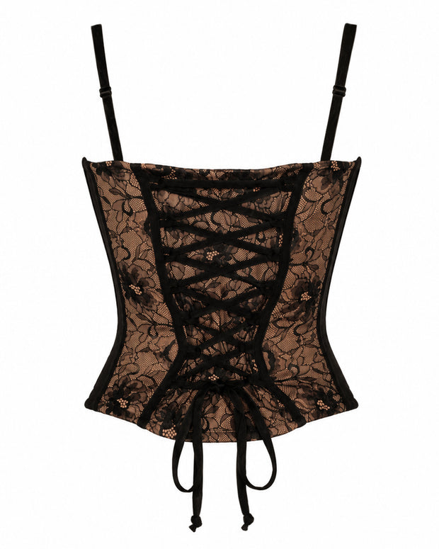 Outline image of Corset Top - Lace Black/Tawny back view