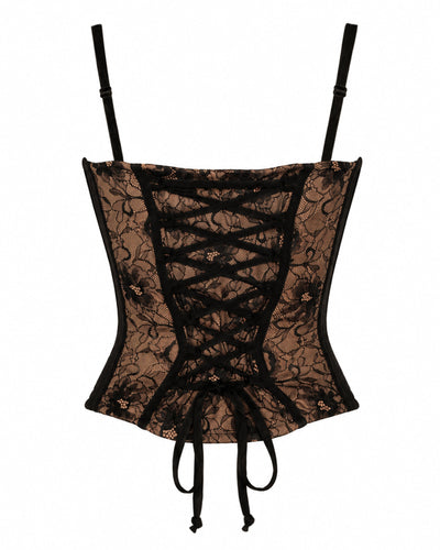 Outline image of Corset Top - Lace Black/Tawny back view
