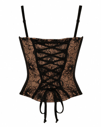 Outline image of Corset Top - Lace Black/Tawny back view