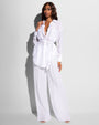Full body front view of Flowy Pant - Gauze White paired with matching top