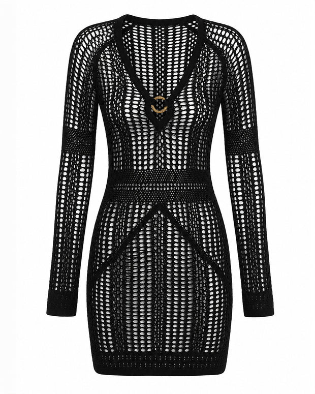 TA3 Ringy Mini Cover Up - Crochet Black - M TA3 Ringy Mini Cover Up - Crochet Black - M