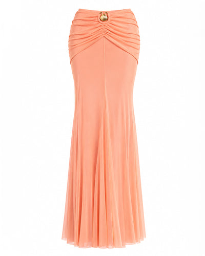 Outline image of Mermaid Sheer Maxi Skirty - Mesh Papaya/Gold Seashell