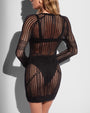 Back view of model wearing Ringy Mini Cover Up - Crochet Black
