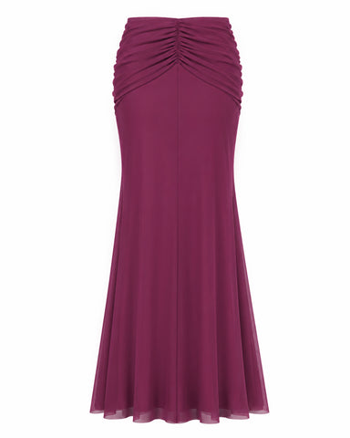 Model in Mermaid Sheer Maxi Skirty - Mesh Dark Rose back view