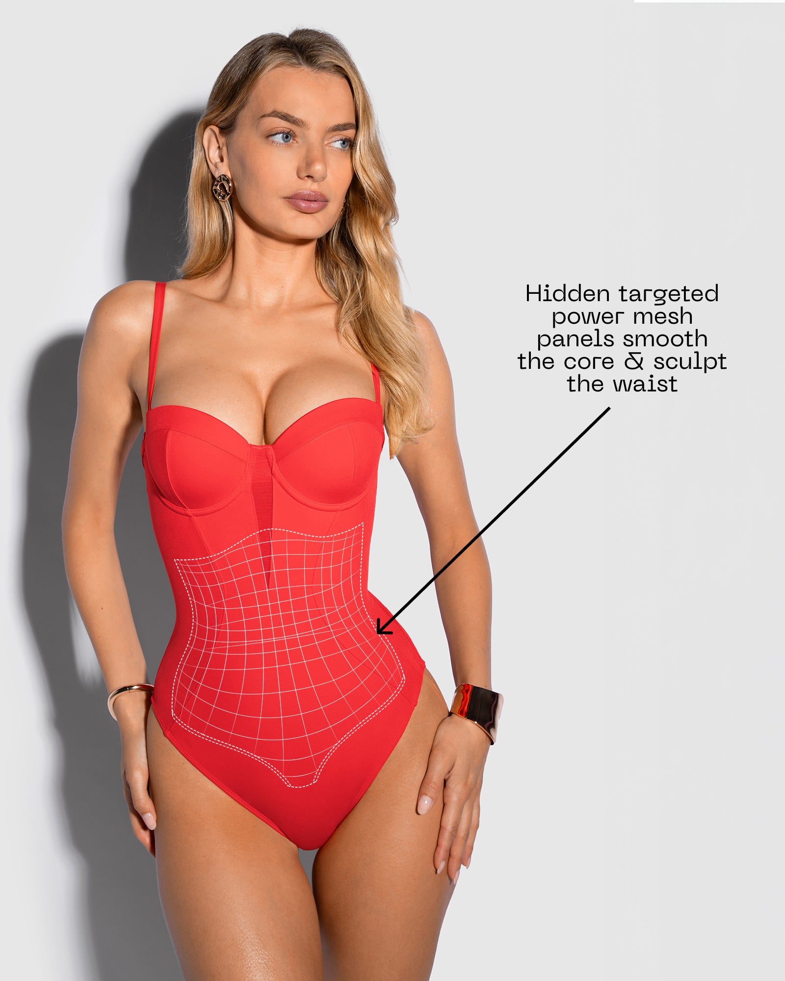 Bombshell Sculpting Push-Up One Piece Swimsuit - Red | TA3