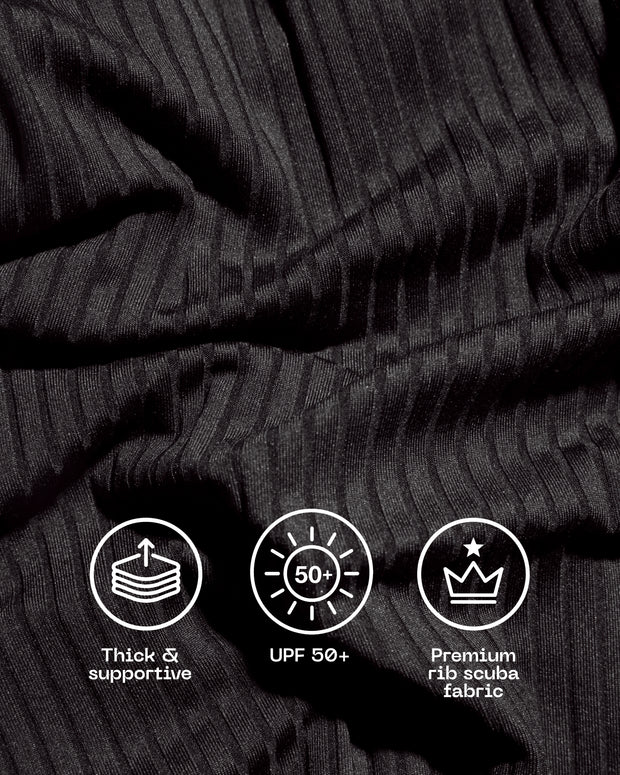 Details graphic of Siren - Contour Rib Black/Tawny highlighting fabric
