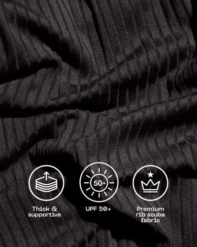 Details graphic of Siren - Contour Rib Black/Tawny highlighting fabric