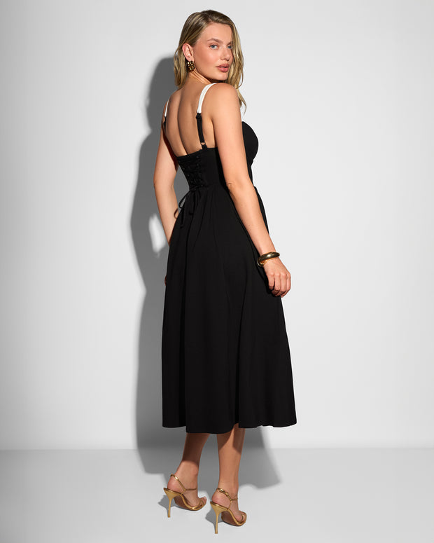 Fit & Flare Midi Dress - Black/White