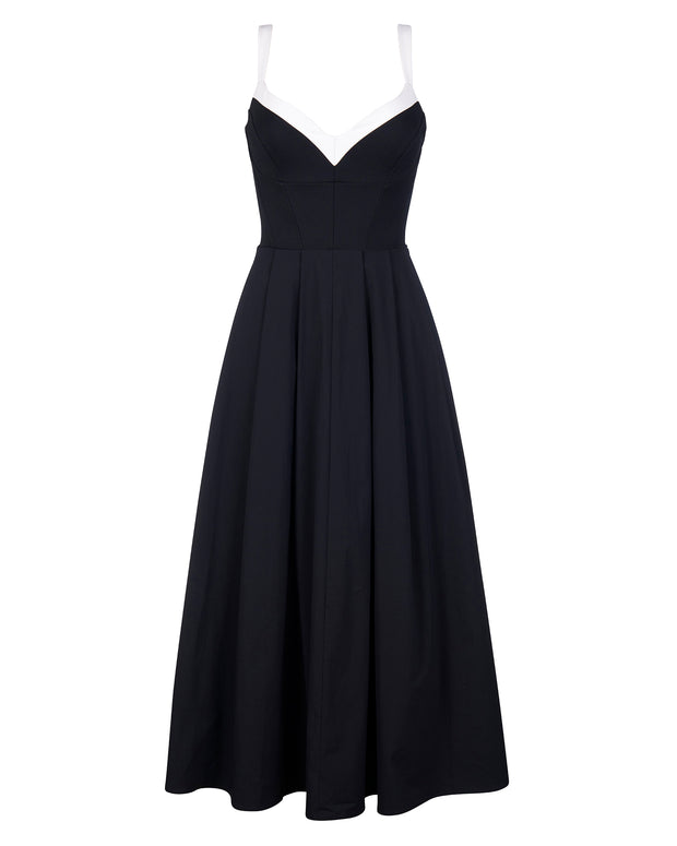 TA3 Fit & Flare Midi Dress - Black/White - 3X