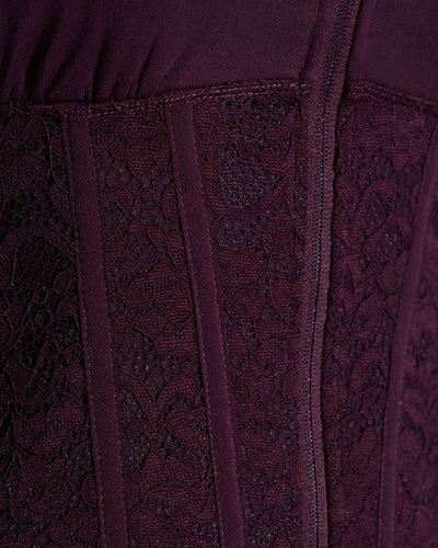 Fabric close up of Corsety Long Sleeve Top - Lace Garnet/Garnet