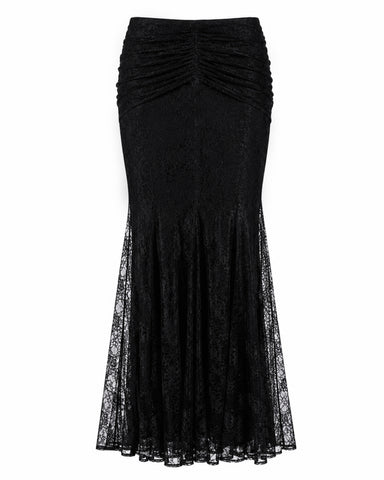 Model wearing Mermaid Maxi Skirty - Lace Black paired with matching Corset Top - Lace Black