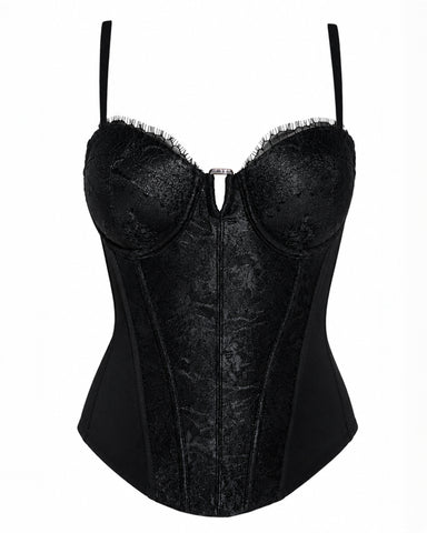 Close up front view of Corset Top - Lace Black