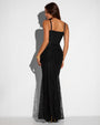 Model wearing Mermaid Maxi Skirty - Lace Black back view