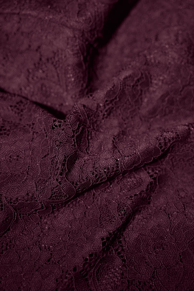 close up fabric swatch of Seamed Lushy Midi Dress - Lace Garnet