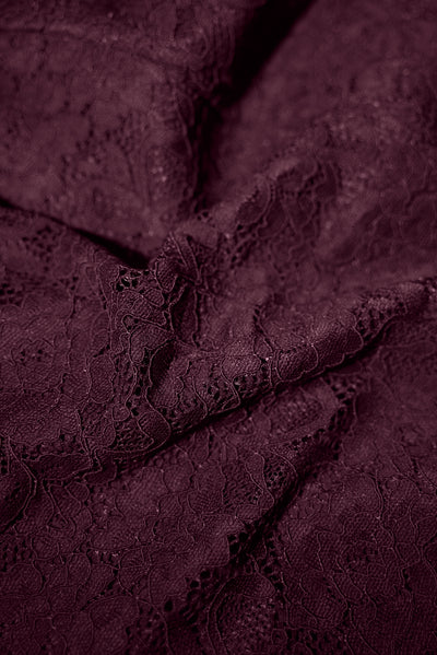 close up fabric swatch of Seamed Lushy Midi Dress - Lace Garnet