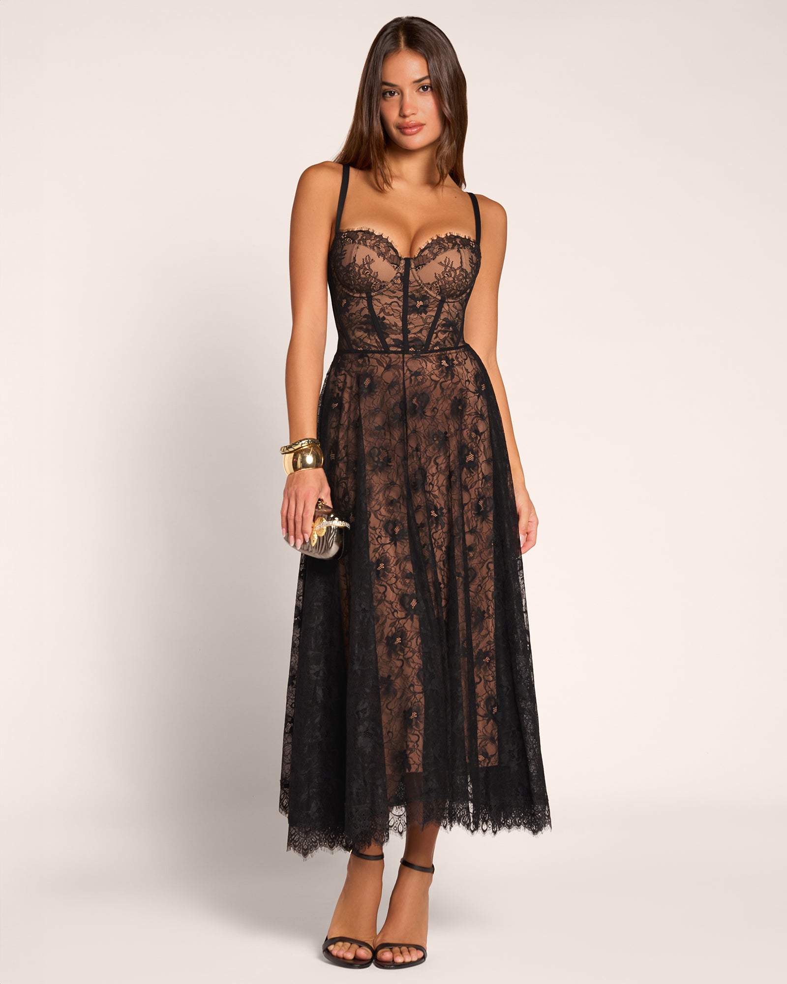 Bombshell Shapewear Midi Dress - Lace Black | TA3