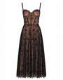 Front outline image of Bombshell Midi Dress - Lace Black/Tawny