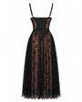 Back outline image of Bombshell Midi Dress - Lace Black/Tawny