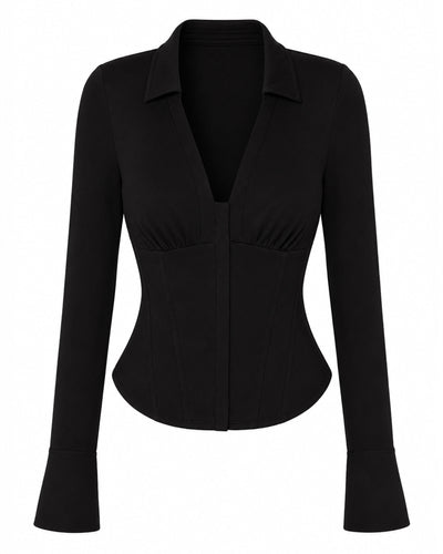 Outline image of Shirty Long Sleeve Top - Black