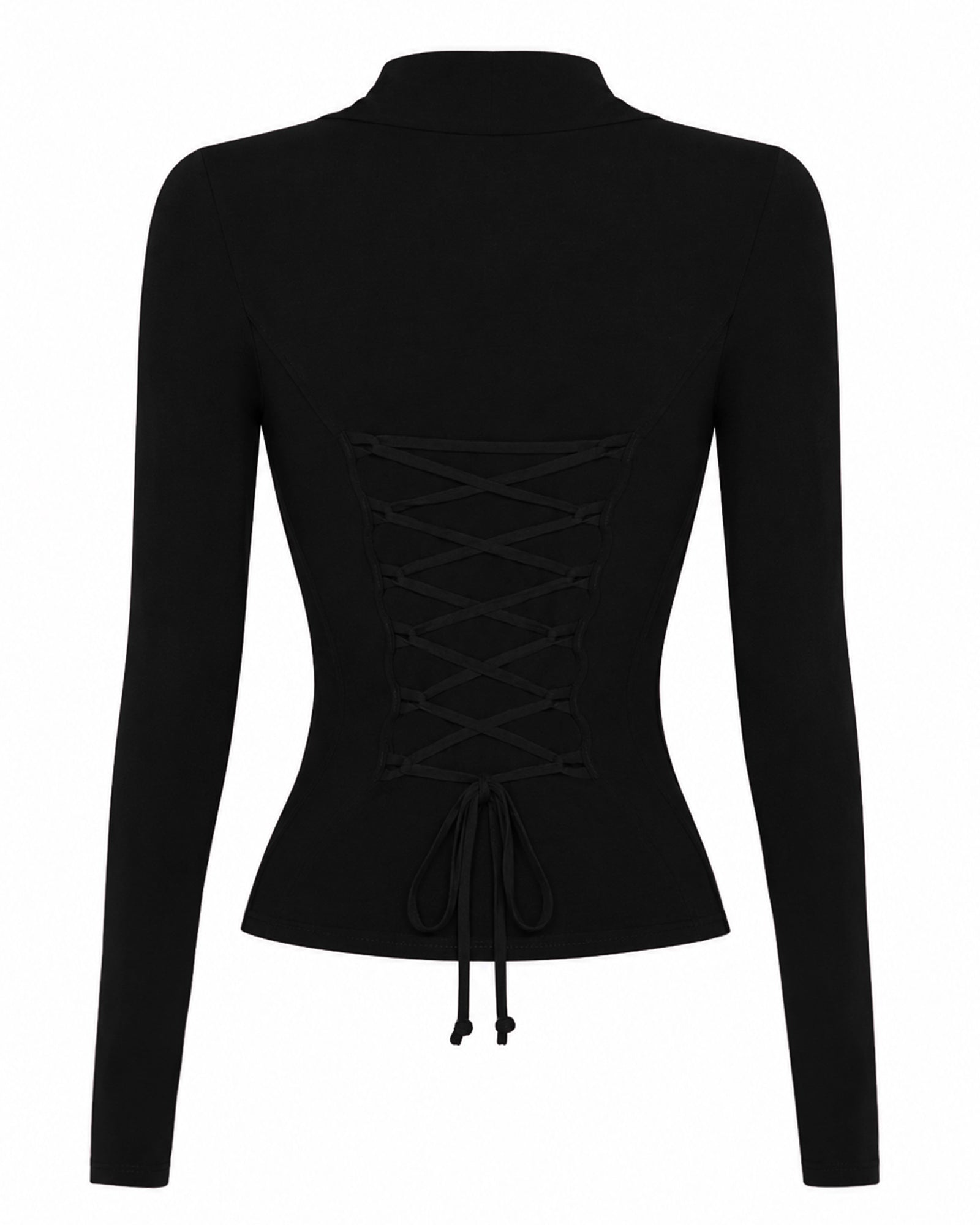 Shapey Ruched Long Sleeve Shapewear Top - Black/Lace | TA3