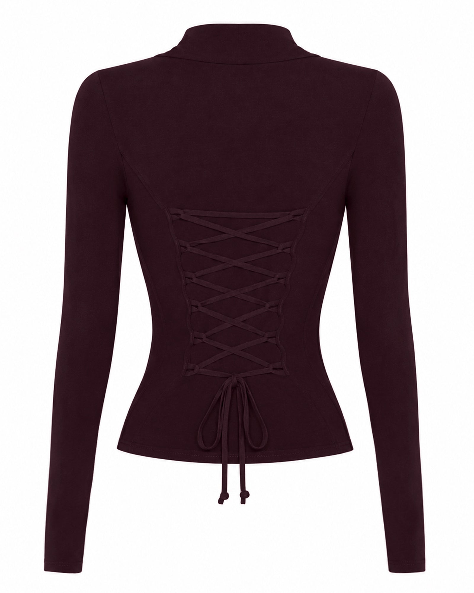 Shapey Ruched Long Sleeve Shapewear Top - Garnet/Lace | TA3