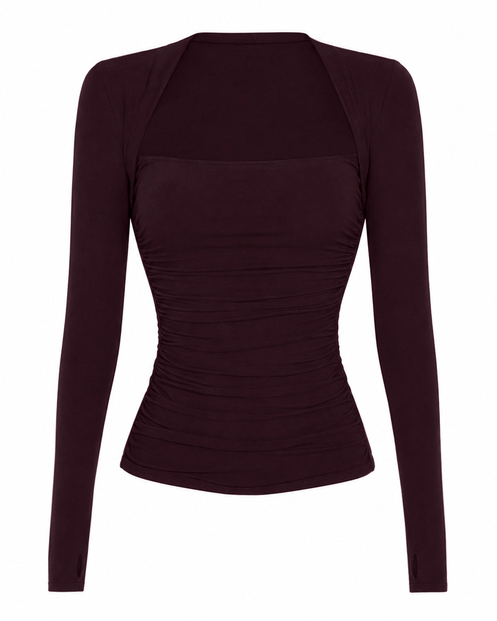 Shapey Ruched Long Sleeve Shapewear Top - Black/Lace | TA3