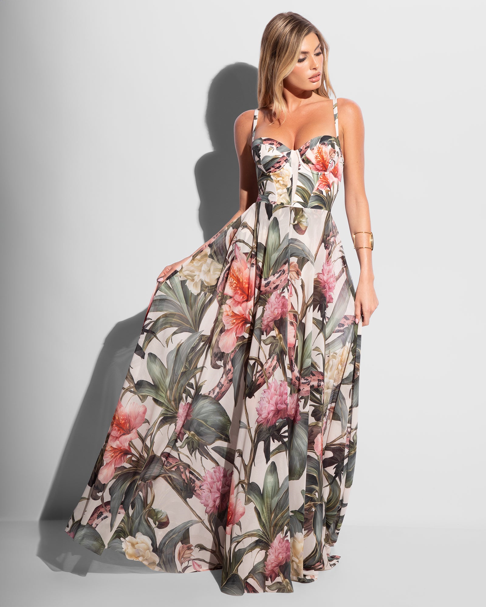 Bombshell Maxi Shapewear Dress - Daylight Peony | TA3
