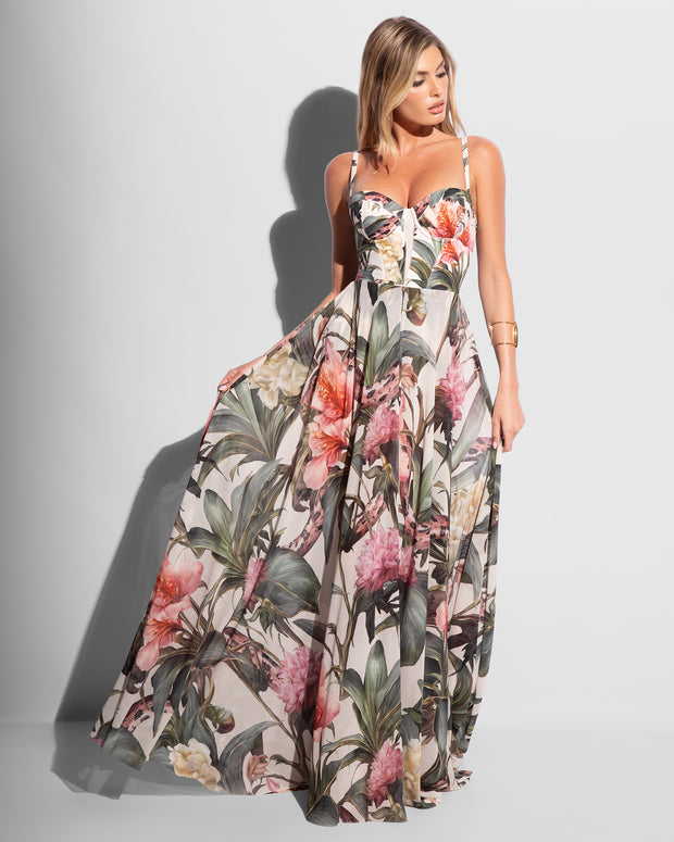 Bombshell Maxi Dress - Daylight Peony on model front view