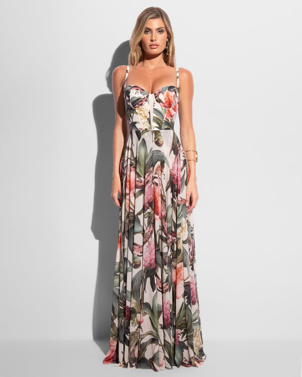 Full body front view of Bombshell Maxi Dress - Daylight Peony