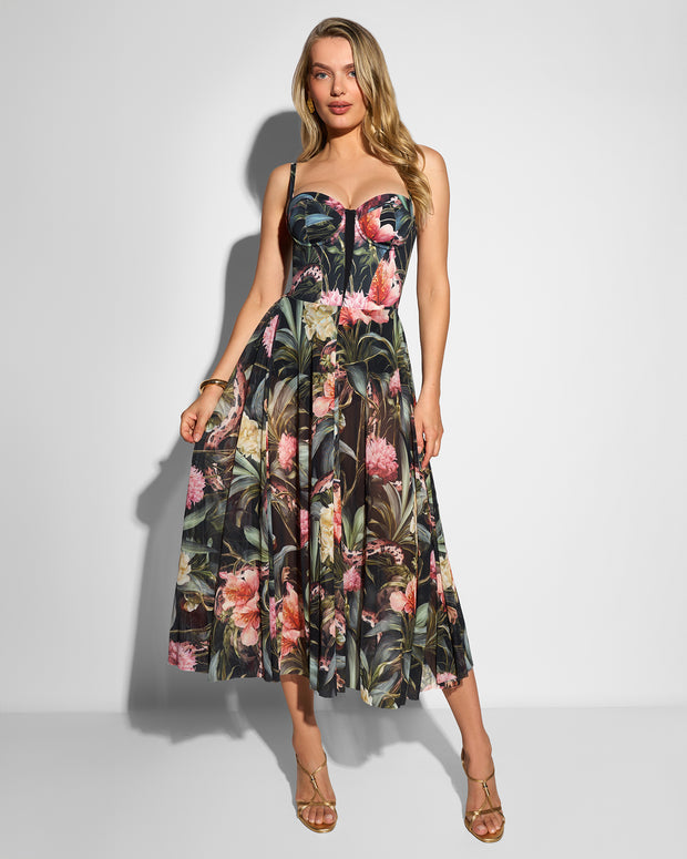 TA3 Bombshell Midi Dress - Midnight Peony - 3X