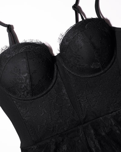 Close up of bust on Bombshell Maxi Dress - Lace Black