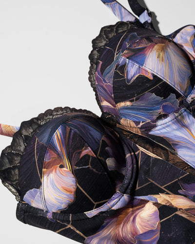 Close up of lace trim on the bust cups of Bombshell Maxi Dress - Iris Marble