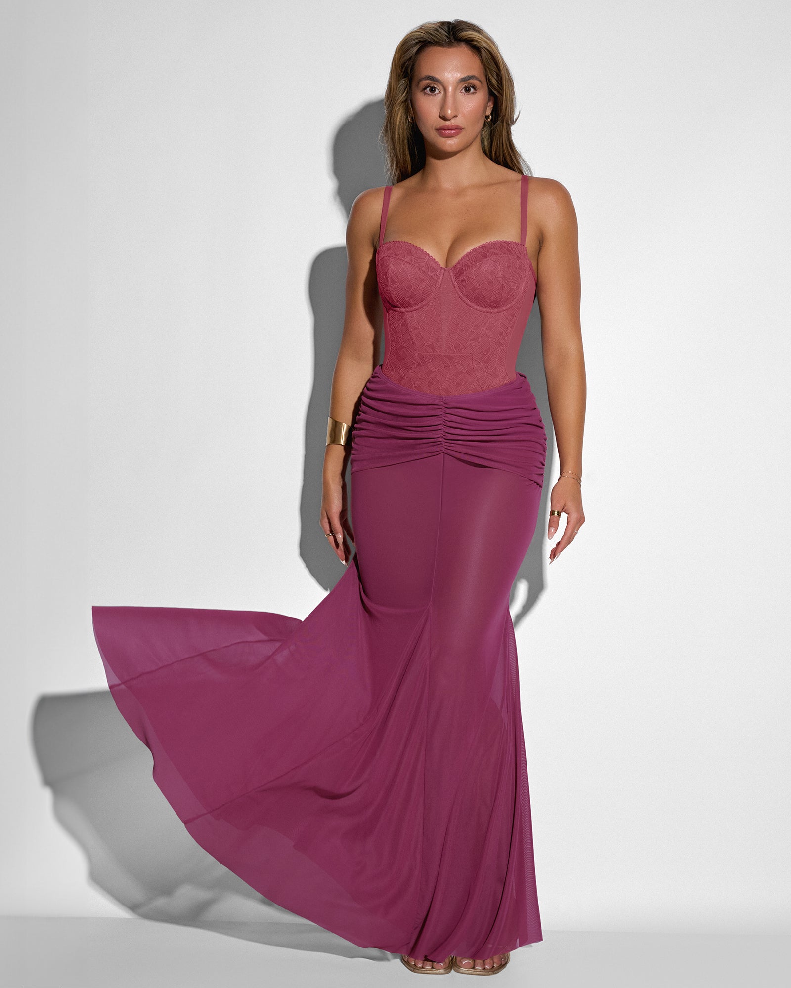 Mermaid Sheer Maxi Skirty - Mesh Dark Rose | Premium Swimwear