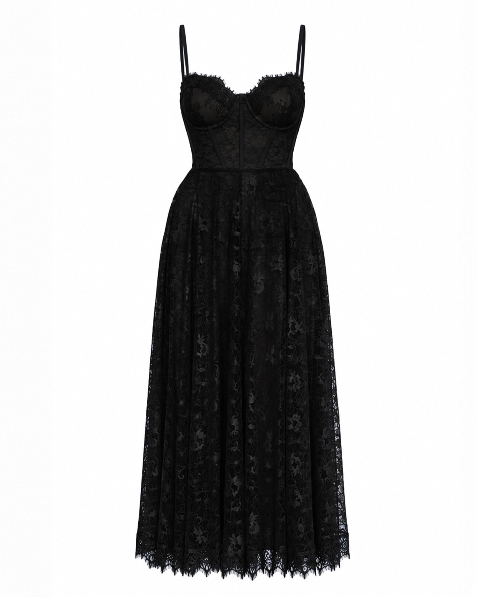 Bombshell Shapewear Midi Dress - Lace Black | TA3