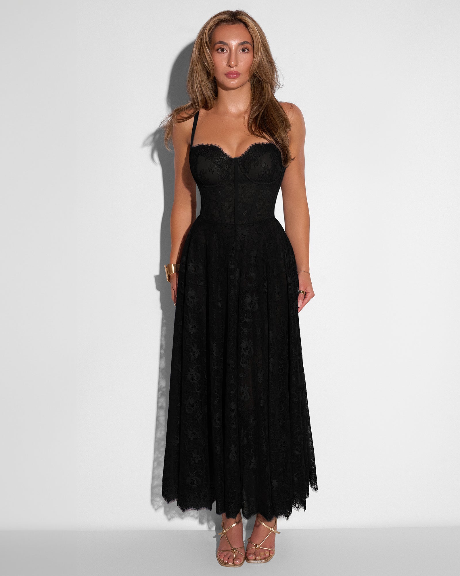 midi black lace dresses Bombshell Shapewear Midi Dress - Lace Black