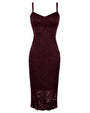 Outline image of Seamed Lushy Midi Dress - Lace Garnet