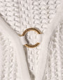 Detail shot of gold hardware on Ringy Mini Cover Up - Crochet White