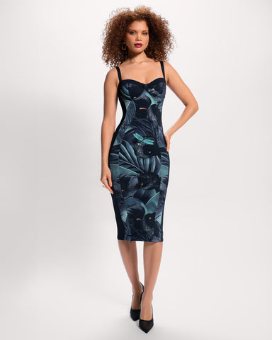 Seamed Lushy Midi Dress - Frame Black Lily