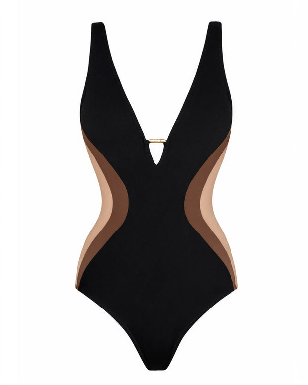 Outline image of Plungey Triangle - Contour Black/Cocoa/Tawny front 