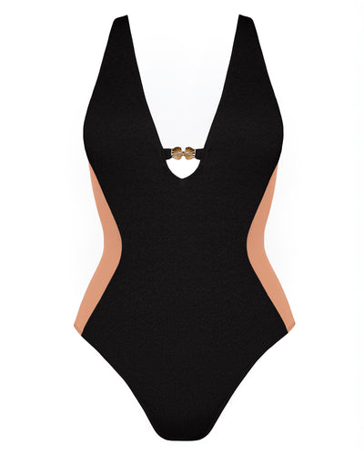 Outline image of Brazilian Plungey Keyhole - Crinkle Contour Black/Tawny