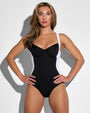 Model wearing Lifty - Contour Crinkle Black/White front view 
