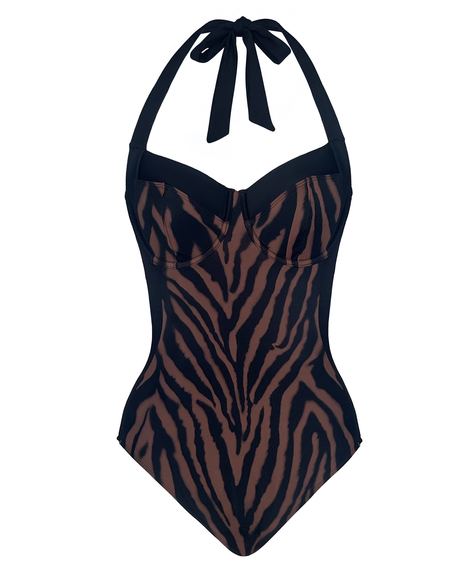 Halter Lifty Underwire Full Butt Coverage One Piece - Contour