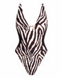 Outline image of Hi Cut Plungey Triangle - Contour Ivory Zebra/Black