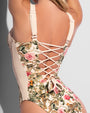 Back view of Brazilian Lifty - Contour Rose Leopard/Pinky Oat on model 