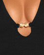 Close up of gold seashell hardware on Brazilian Plungey Keyhole - Crinkle Contour Black/Tawny