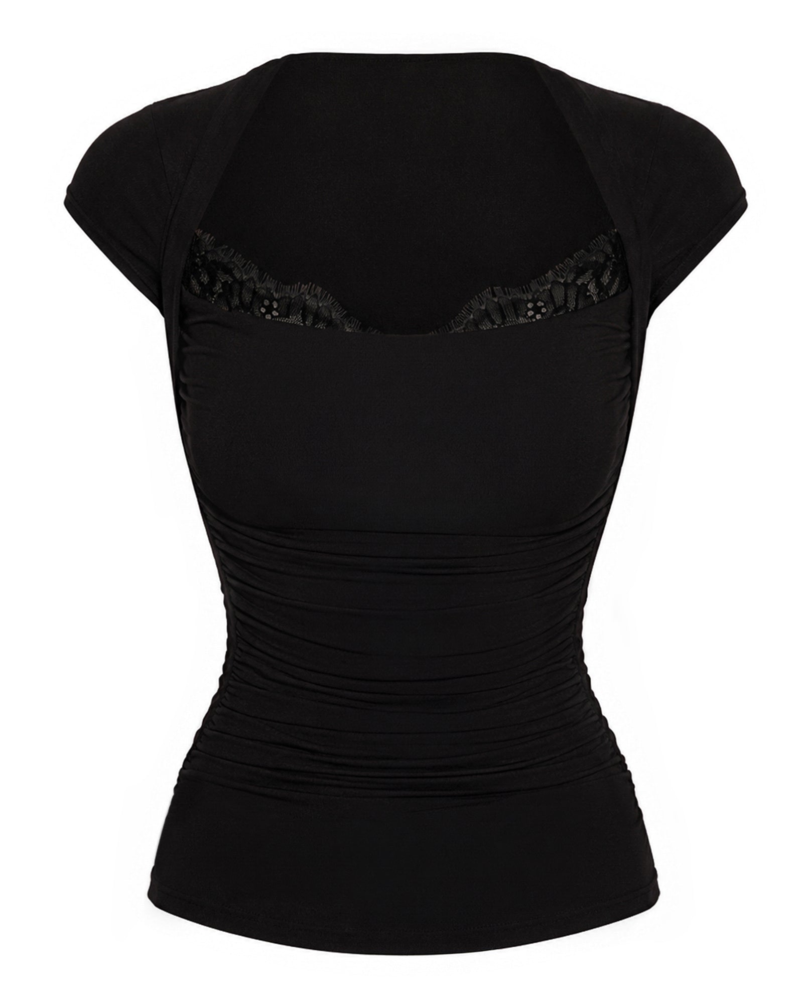 Shapey Ruched Short Sleeve Built-In Shapewear Top - Black | TA3