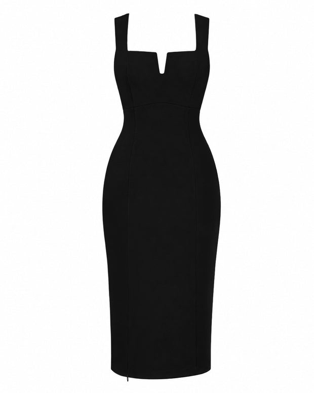 Outline image of Notchy Pencil Dress - Black
