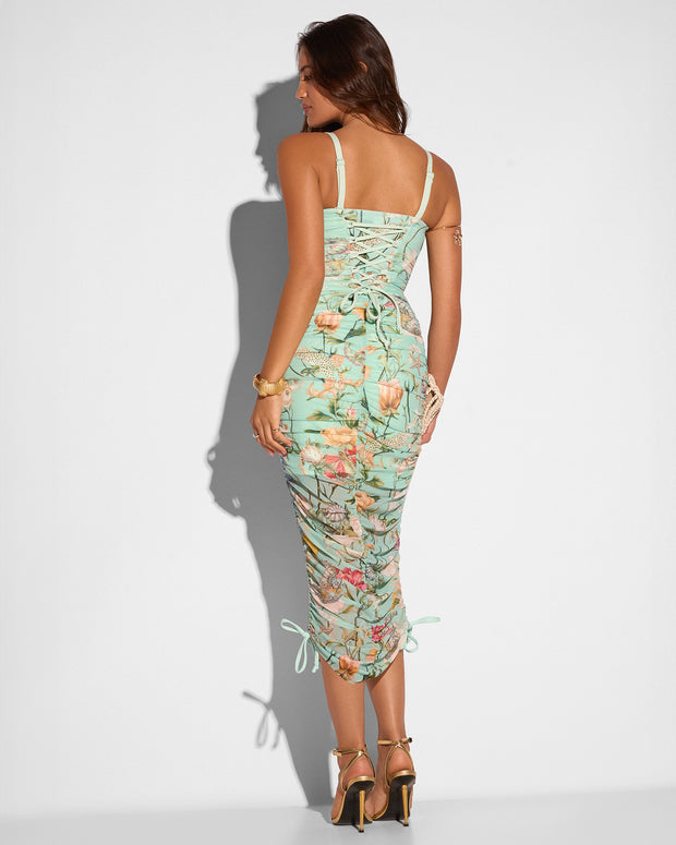 aqua bustier midi dress Aqua Women's Stripe Bustier Midi Dress - Exclusive - Green - Size L