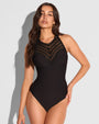 Model wearing Crochet Brazilian - Black front view